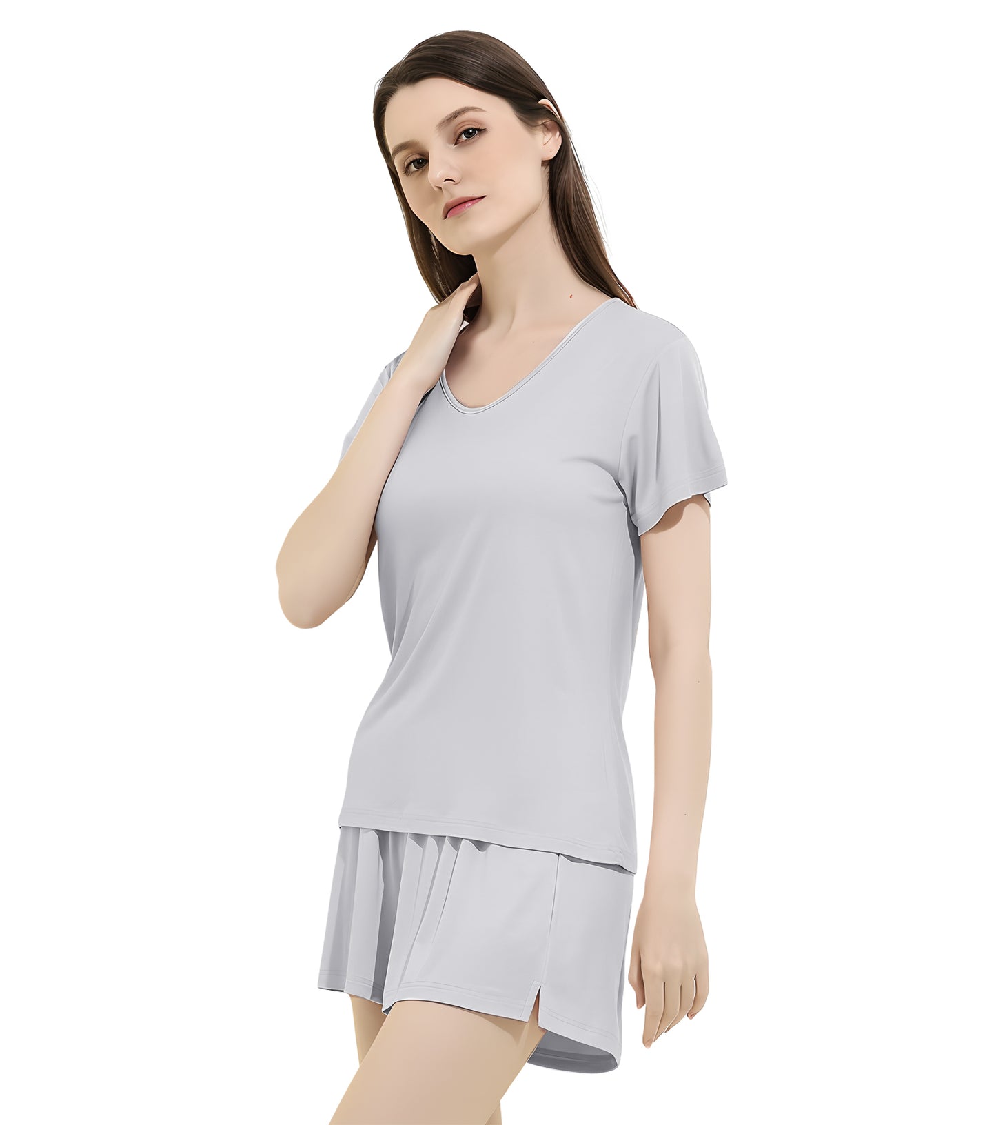 Women's Pajamas Casual Lounge Wear Comfy Sleep Outfits 2 Piece PJ Sets Gift Fabrics, Top and Shorts 2 pcs