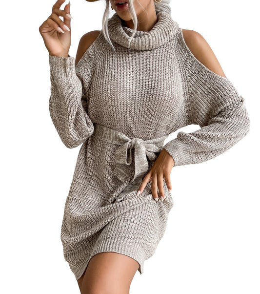 Women Winter Dresses, Turtle Neck Ribbed Knit Sweater Dress, Wedding Guest Cocktail Party Casual Short Dress